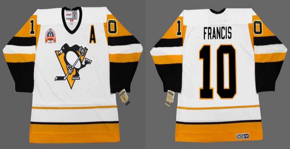 2019 Men Pittsburgh Penguins 10 Francis White yellow CCM NHL jerseys